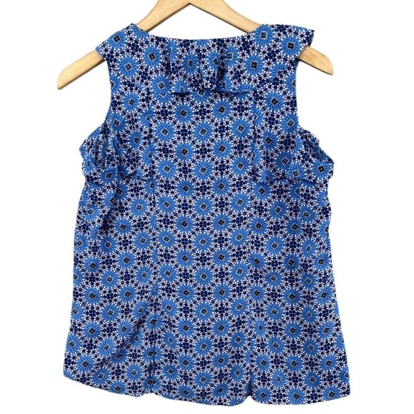Banana Republic Floral Blouse Womens Blue Polyester Sleeveless Pleated Size S - Picture 2 of 10